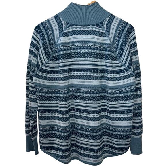 Eddie Bauer Sweater Women L 1/2 Zip Long Sleeve Pullover Fair Isle Mock Neck Top - Picture 2 of 8